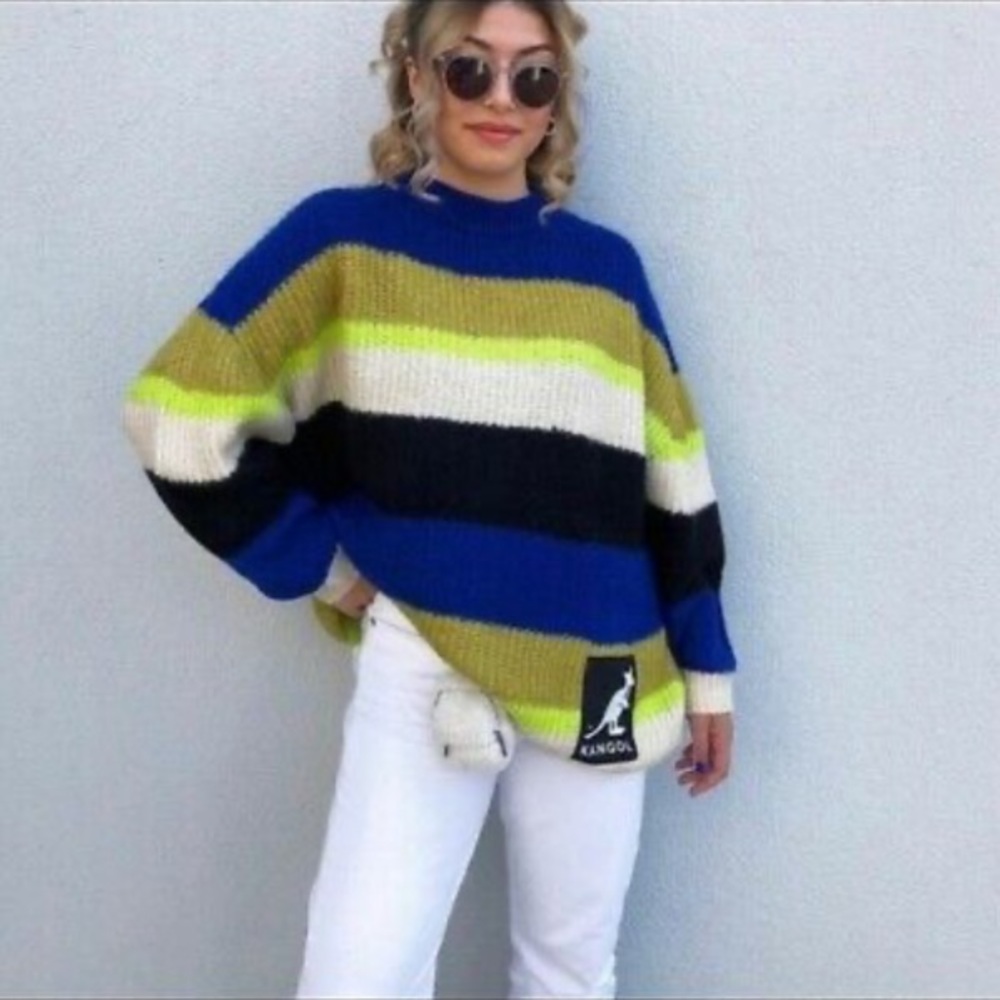 Kangol x HM Striped Oversized Wool Blend Jumper S